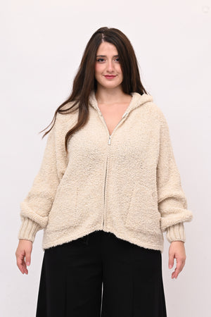 Cardigan Alpaka zip - Vaniglia