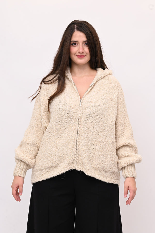 Cardigan Alpaka zip - Vaniglia