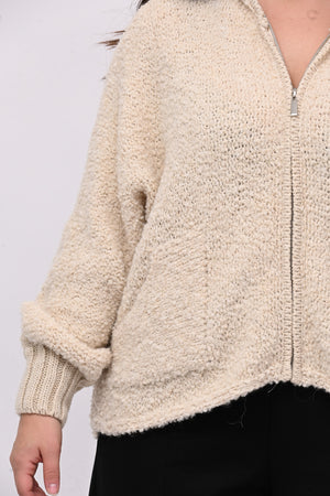 Cardigan Alpaka zip - Vaniglia