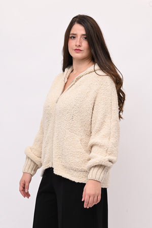 Cardigan Alpaka zip - Vaniglia