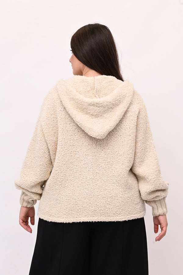 Cardigan Alpaka zip - Vaniglia