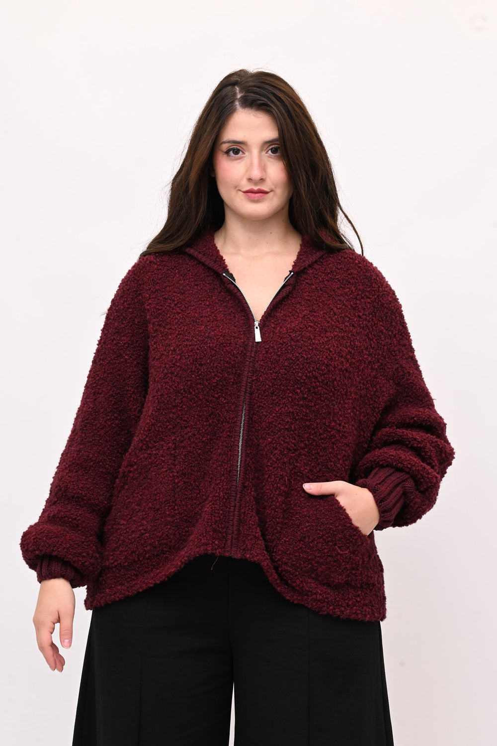 Cardigan Alpaka zip - Vino
