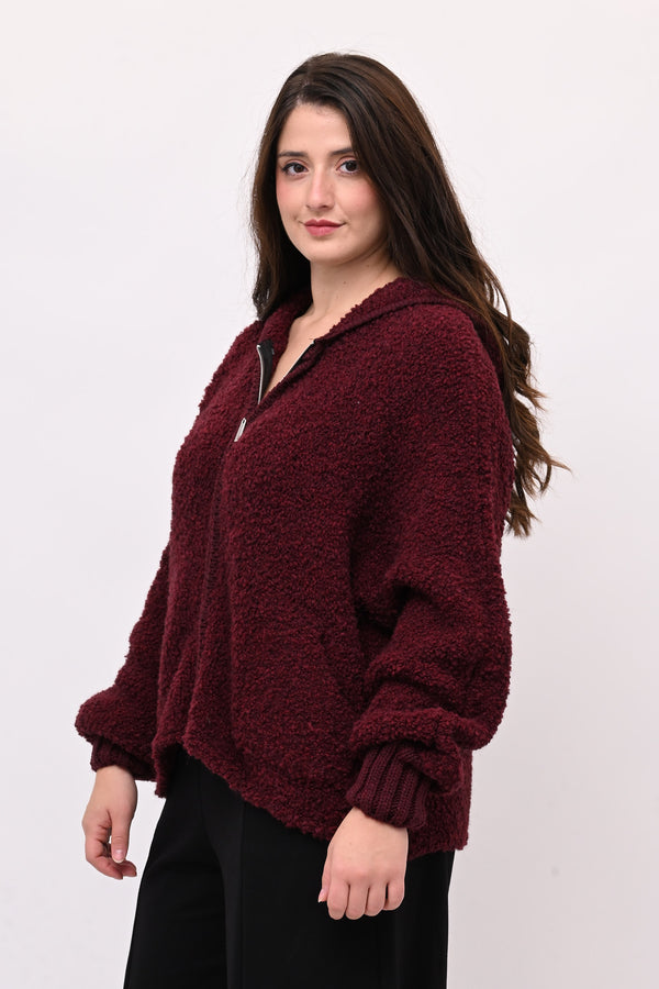 Cardigan Alpaka zip - Vino