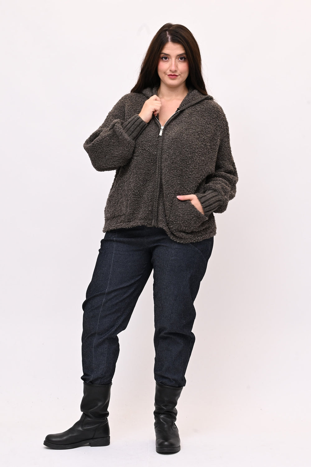 Cardigan Alpaka zip - Fango