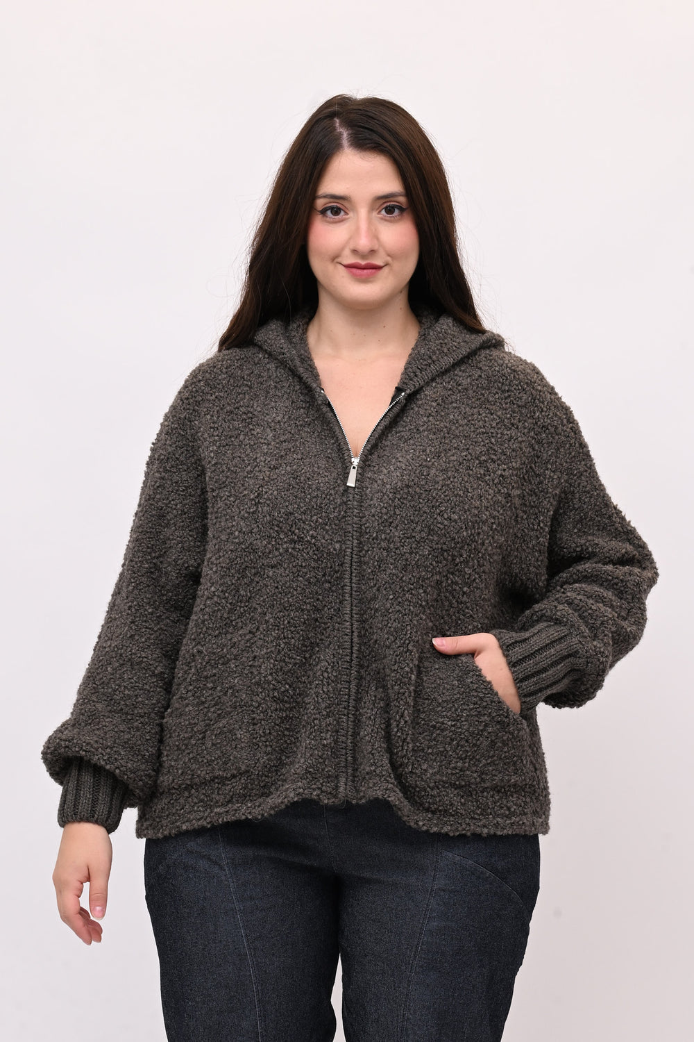 Cardigan Alpaka zip - Fango