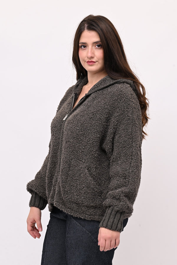 Cardigan Alpaka zip - Fango