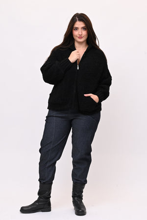 Cardigan Alpaka zip - Nero