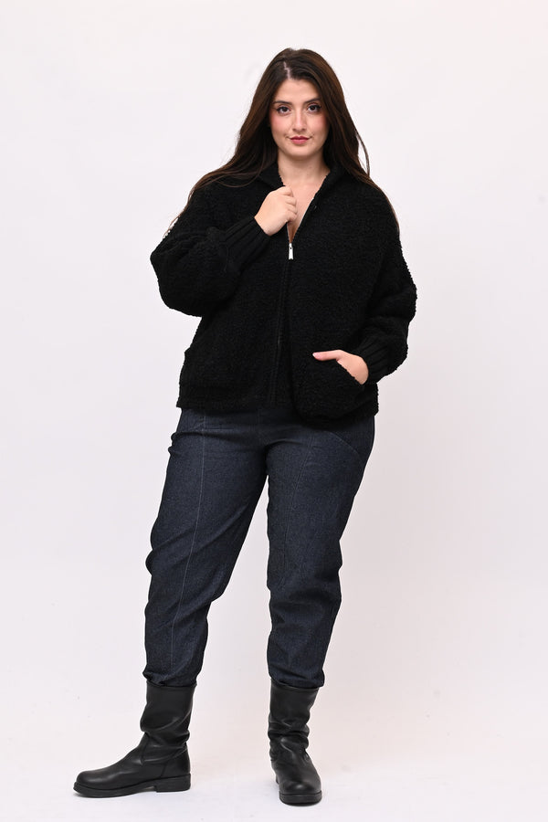 Cardigan Alpaka zip - Nero