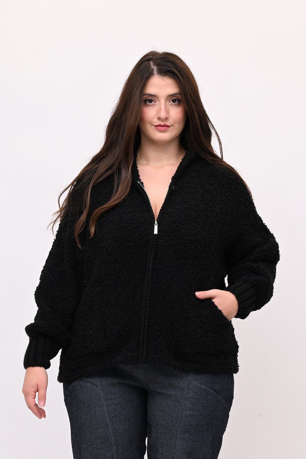 Cardigan Alpaka zip - Nero