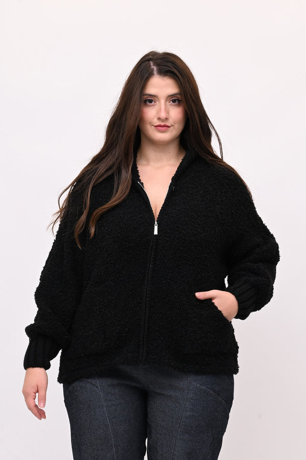 Cardigan Alpaka zip - Nero