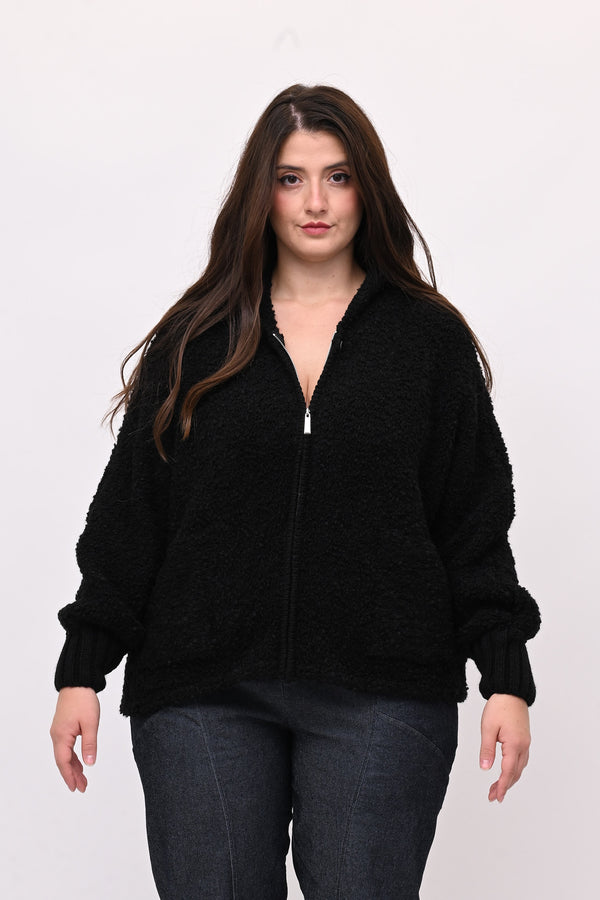 Cardigan Alpaka zip - Nero