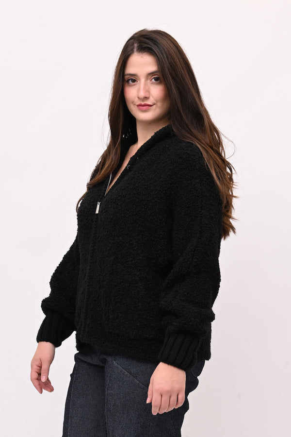 Cardigan Alpaka zip - Nero