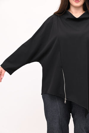 Maglia punte e zip - Nero