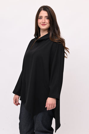 Maglia punte e zip - Nero