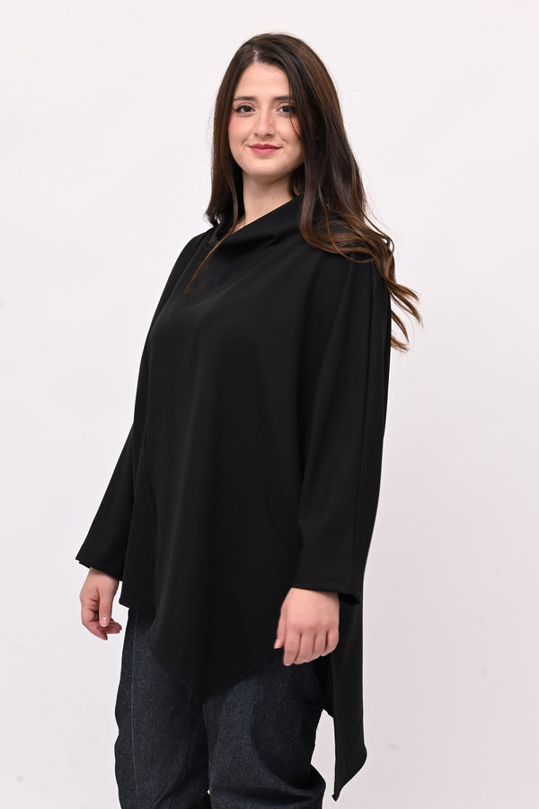 Maglia punte e zip - Nero