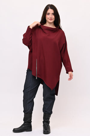 Maglia punte e zip - Vino