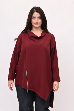 Maglia punte e zip - Vino