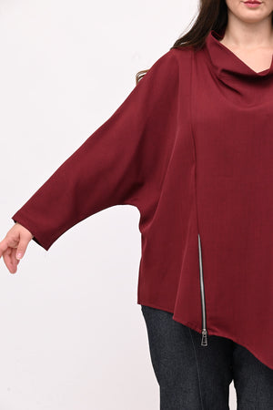 Maglia punte e zip - Vino