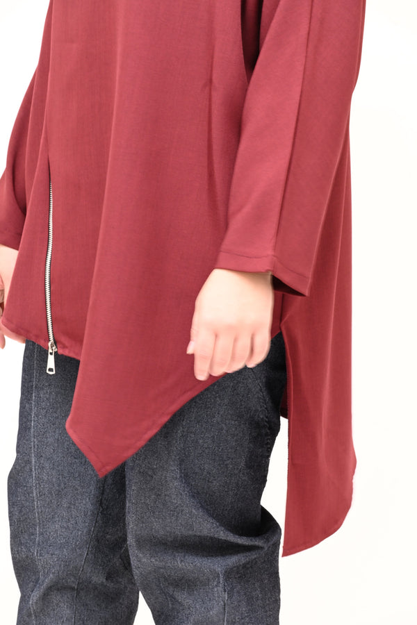 Maglia punte e zip - Vino