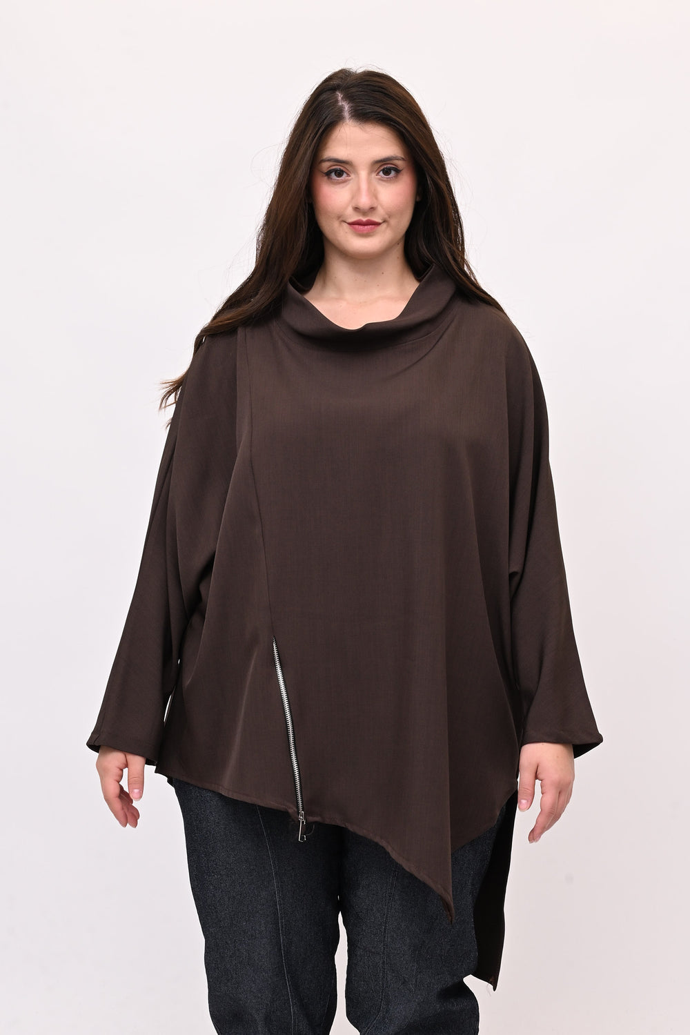 Maglia punte e zip - Moro