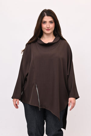 Maglia punte e zip - Moro