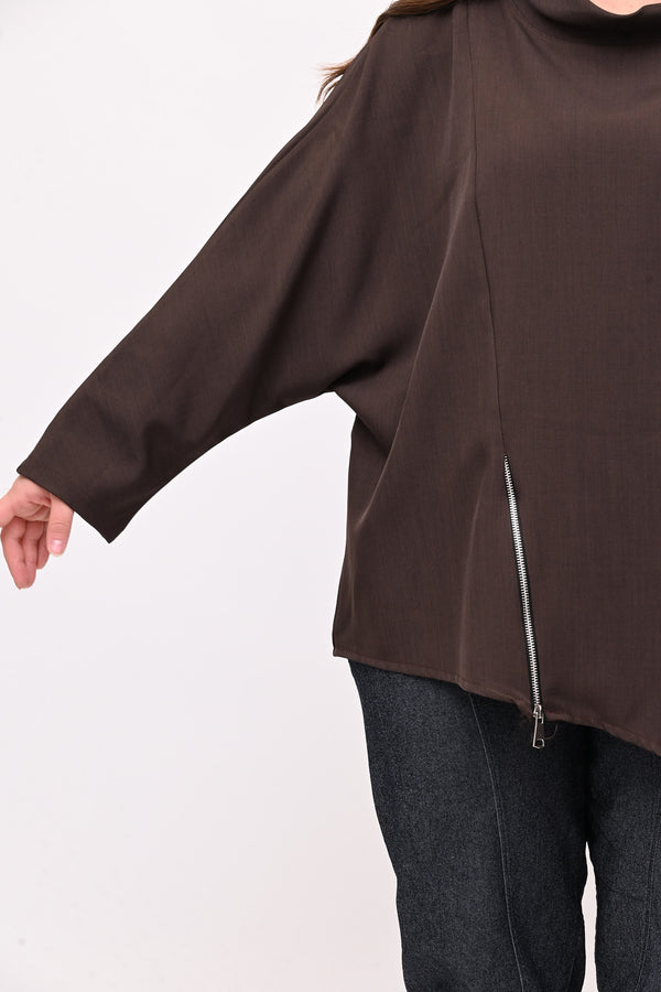 Maglia punte e zip - Moro