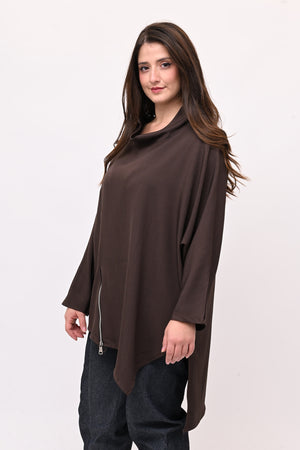 Maglia punte e zip - Moro