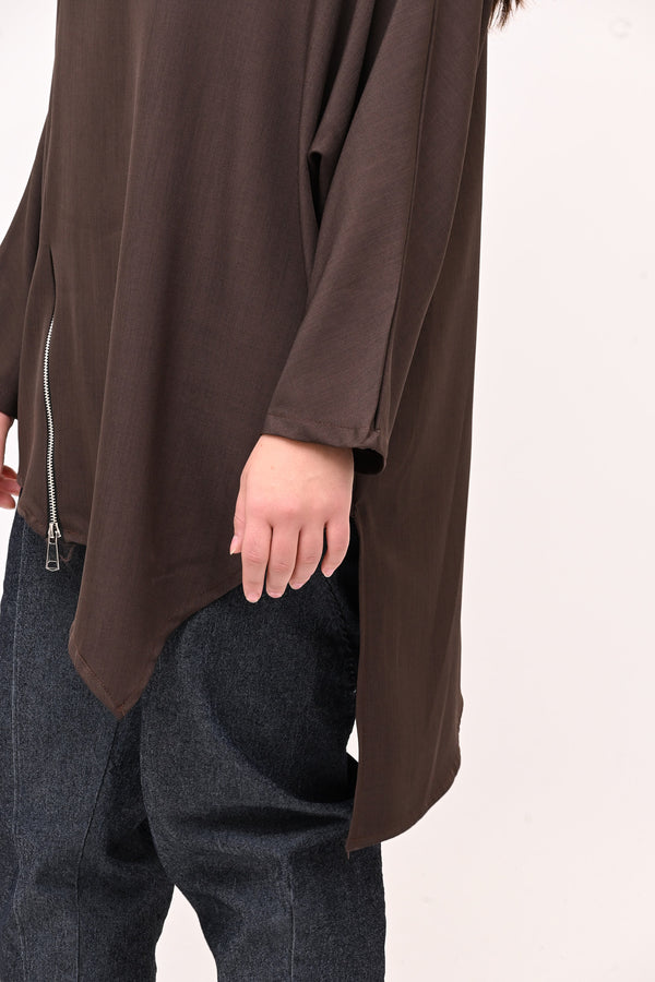 Maglia punte e zip - Moro