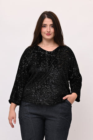Maglia paillettes fiocco - Nero