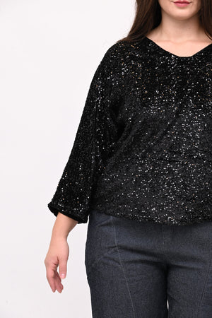 Maglia paillettes fiocco - Nero