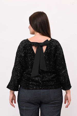 Maglia paillettes fiocco - Nero