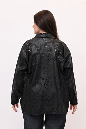 Camicia sangallo ecopelle - Nero