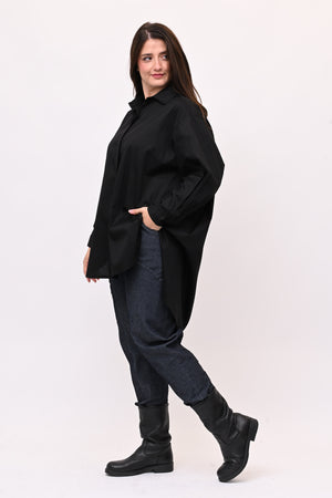 Maxi camicia cotone - Nero