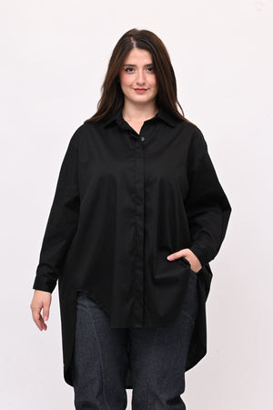Maxi camicia cotone - Nero