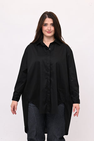 Maxi camicia cotone - Nero