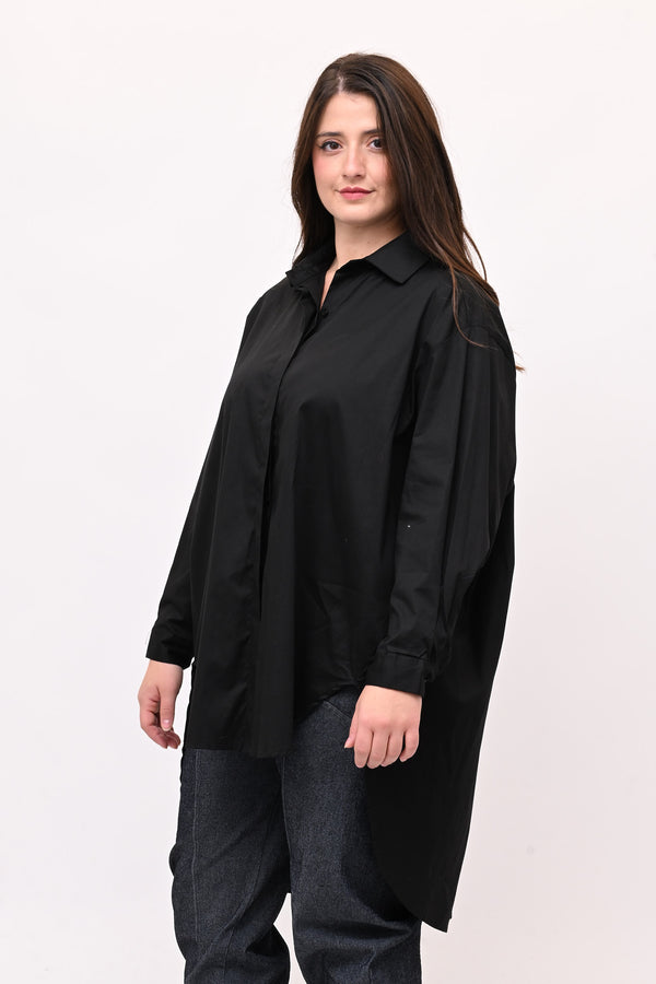 Maxi camicia cotone - Nero