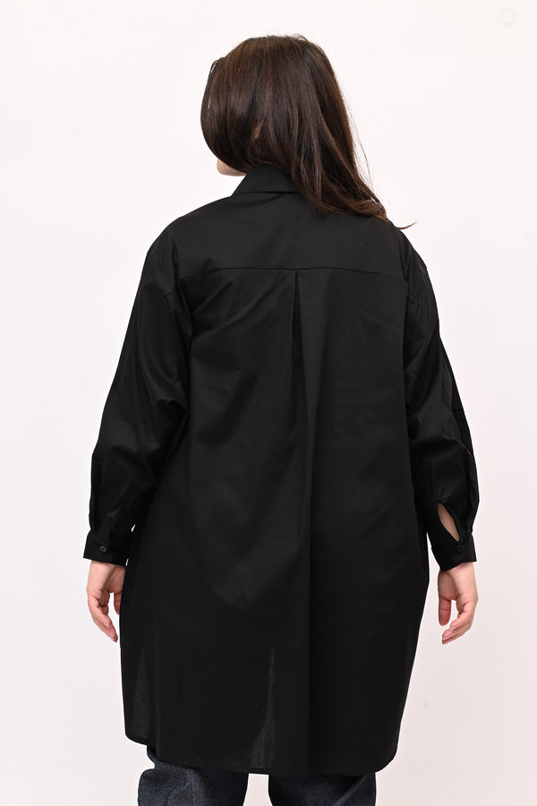Maxi camicia cotone - Nero