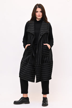 Gilet lana cotta righe - Nero