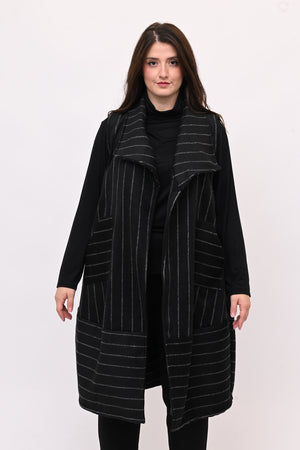 Gilet lana cotta righe - Nero