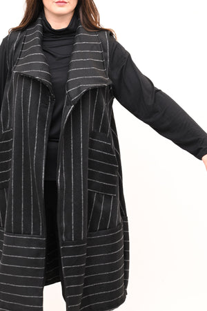 Gilet lana cotta righe - Nero