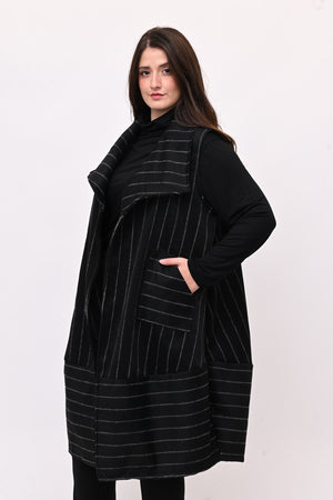 Gilet lana cotta righe - Nero