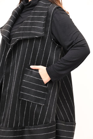 Gilet lana cotta righe - Nero