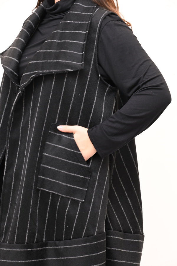 Gilet lana cotta righe - Nero