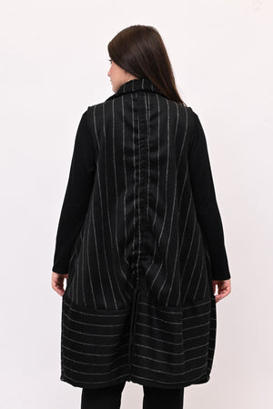 Gilet lana cotta righe - Nero