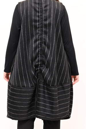 Gilet lana cotta righe - Nero