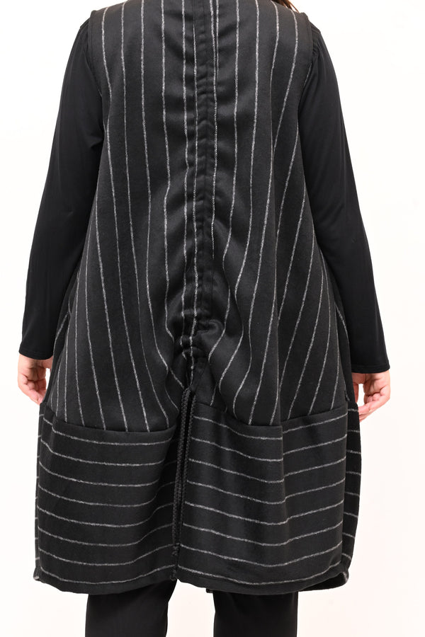 Gilet lana cotta righe - Nero