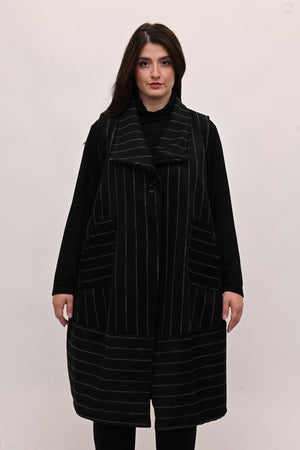 Gilet lana cotta righe - Nero