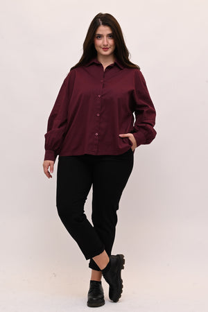 Camicia over manica palloncino - Vino