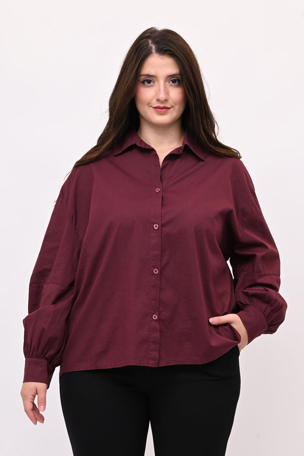 Camicia over manica palloncino - Vino