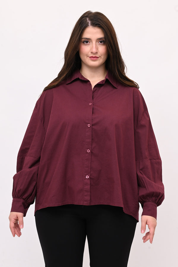 Camicia over manica palloncino - Vino
